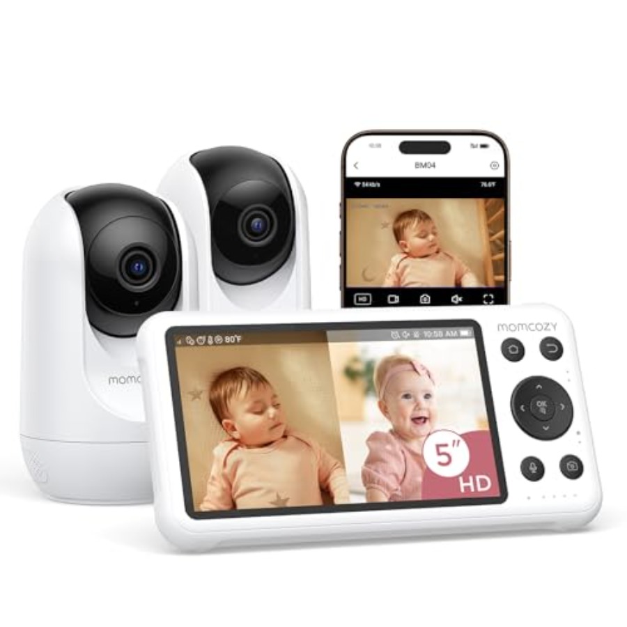 Baby Monitor Split Screen - กล้องวงจรปิดอัจฉริยะสำหรับใช้ในบ้าน วัสดุ ABS สีดำ กล้อง 2