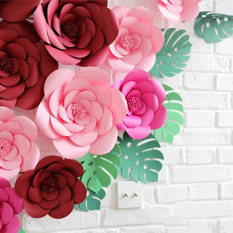 Baby Nursery Kit - DIY ประดิษฐ์กระดาษขนาดใหญ่ Rose ดอกไม้ฉากหลังชุดเต็มสําหรับงานแต่งงานและกิจกรรมเนอสเซอรี่ Decor ดอกไม้
