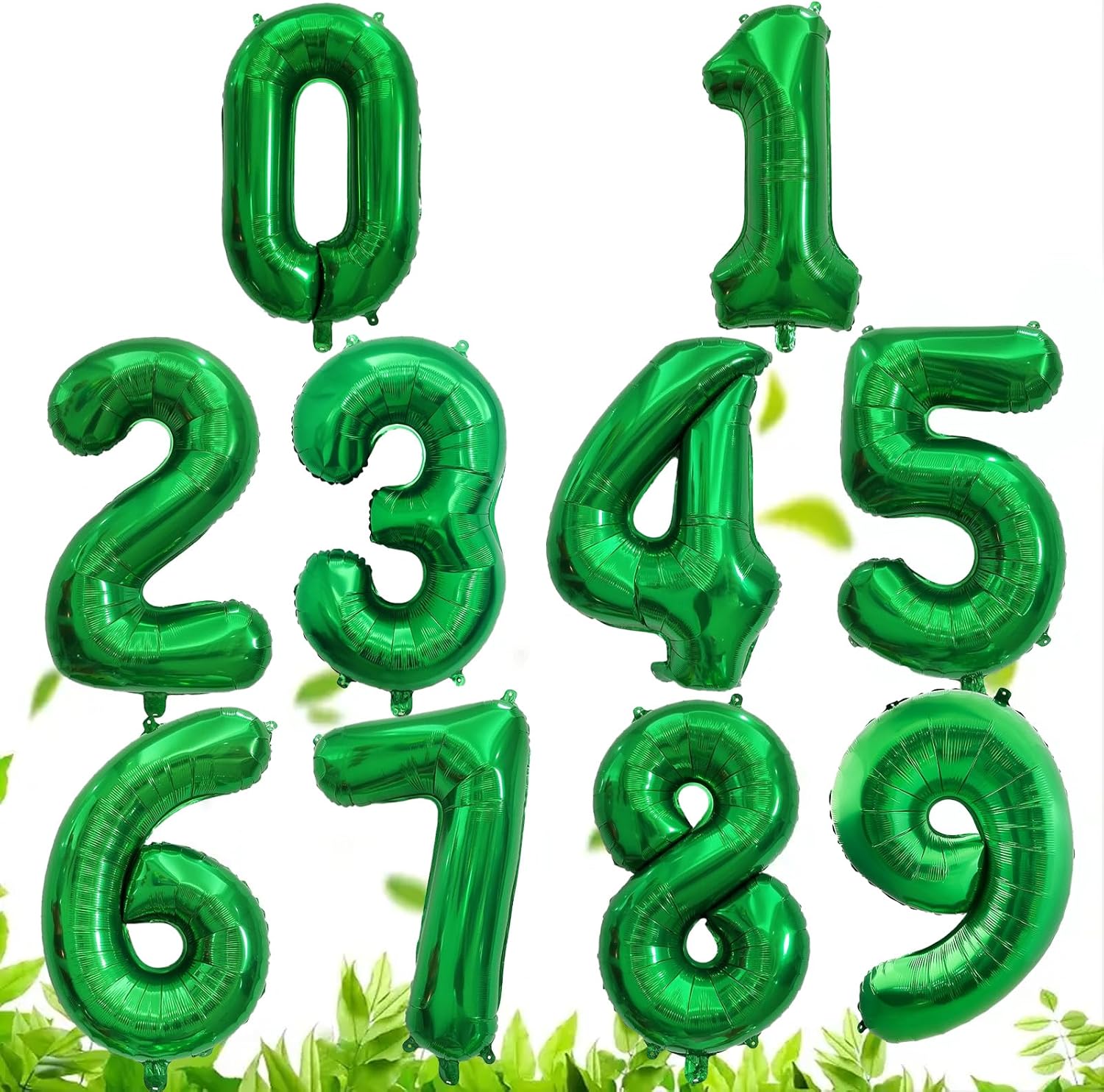 Baby Nursery Jungle Theme - ลูกโป่งฟอยล์สีเขียวขนาด 32 นิ้ว ตัวเลข 0-9 ธีมป่าซาฟารี