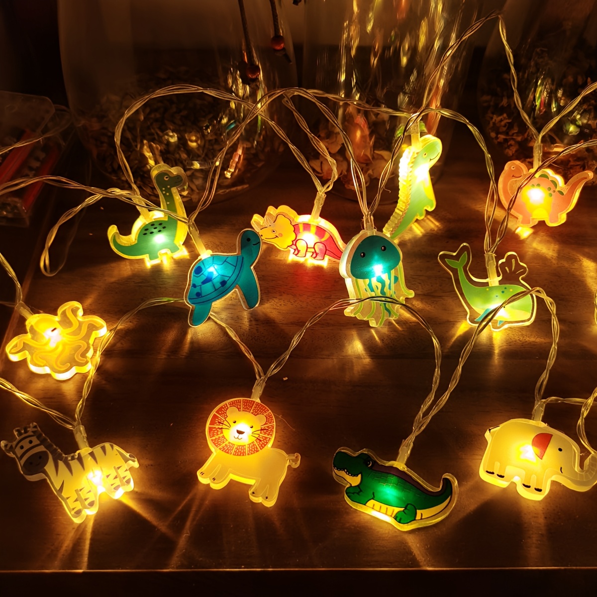 Baby Nursery Jungle Theme - ไฟประดับ LED รูปสัตว์ป่าการ์ตูน, ไฟตกแต่งธีมป่าสำหรับห้องเด็ก ห้องนอนเด็ก งานวันเกิด