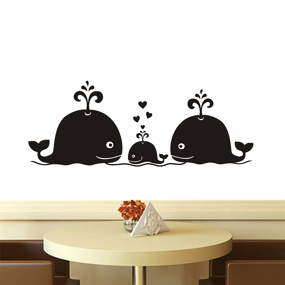 Baby Nursery Vintage - ใหม่น่ารักวาฬฮาร์ทส์ แฟมิลี่ วอลล์ เดคอลส์ตกแต่งห้องเด็กทารกสติ๊กเกอร์ติดผนังห้องเด็กฮิปสเตอร์ โมเดิร์น เรโทร
