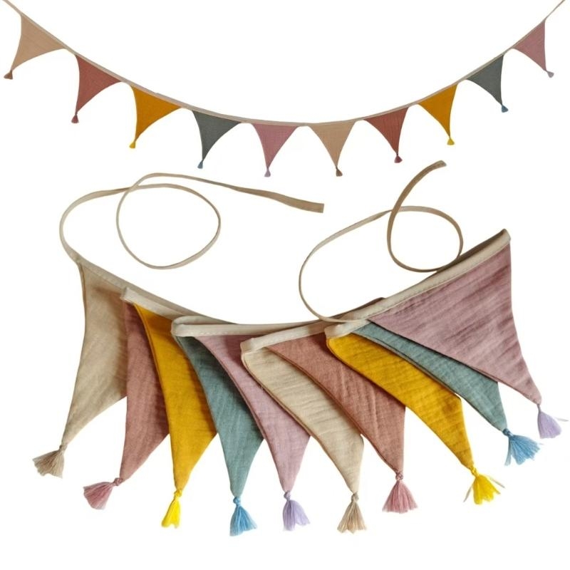 Baby Nursery Vintage - น่ารักเนอสเซอรี่ Bunting ตกแต่งเด็กทารกฝักบัวฉากหลัง Props ผ้าฝ้าย