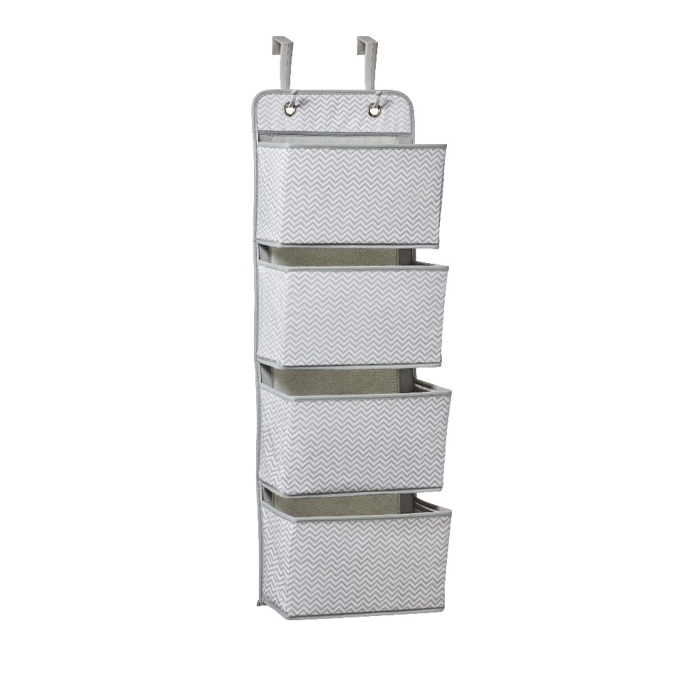 Baby Nursery Shelves - ที่แขวนเก็บของสำหรับห้องเด็กอ่อน 4 ช่อง ติดผนัง สำหรับเก็บเสื้อผ้าเด็กและผ้าอ้อม สีเทาและขาว