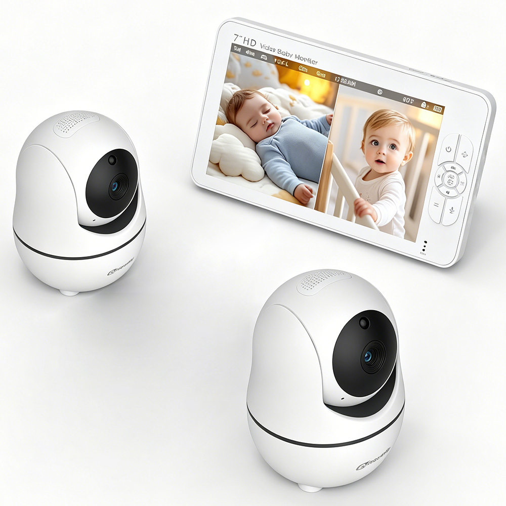 Baby Monitor Split Screen - จอภาพเด็กแบบแยกส่วน HD ขนาด 7 นิ้ว พร้อมกล้อง