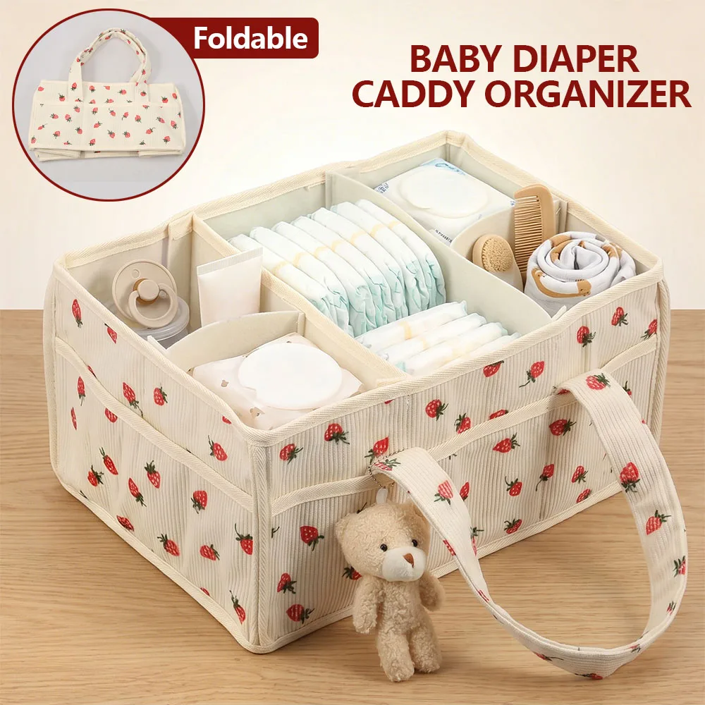 Baby Nursery Organization Ideas - ตะกร้าเก็บผ้าเช็ดทำความสะอาดสำหรับเด็กแบบพกพา ทำจากผ้าสักหลาด พร้อมช่องแบ่งและหูจับ ใช้เป็นที่จัดเก็บของในห้องเด็กอ่อน หรือเป็นที่จัดระเบียบบนโต๊ะเปลี่ยนผ้าอ้อมแบบพับได้