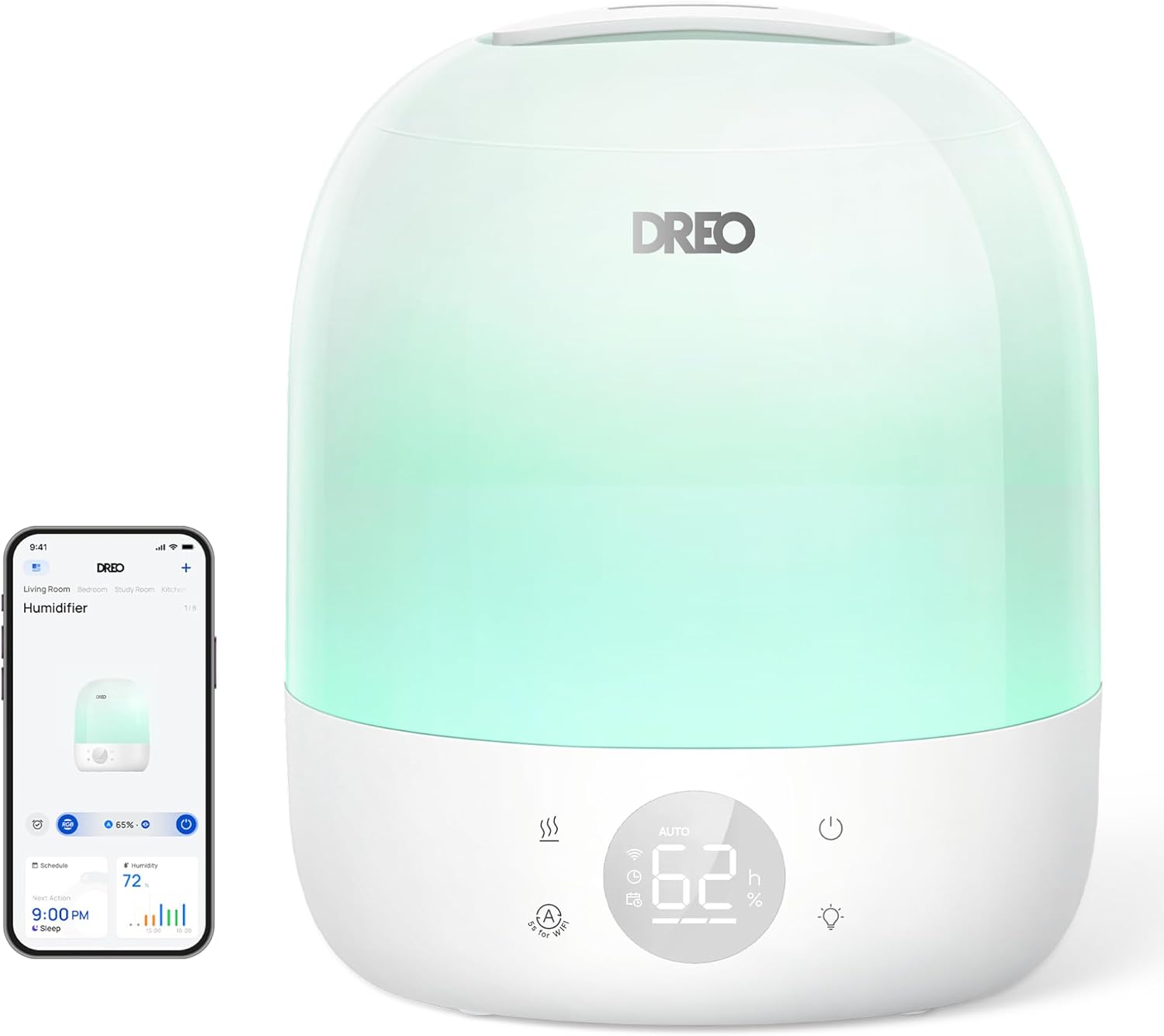 Humidifier Nursery Quiet - เครื่องเพิ่มความชื้นแบบละอองเย็น 30H พร้อมไฟกลางคืน RGB และตัวช่วยฝึกการนอนหลับ เงียบพิเศษ
