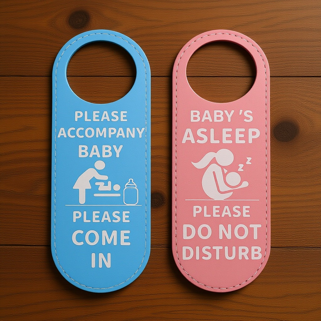 Baby Nursery Hangers - ป้ายแขวนประตูห้องเด็ก 2 ชิ้น แบบสองด้าน สีฟ้าชมพู ทำจาก