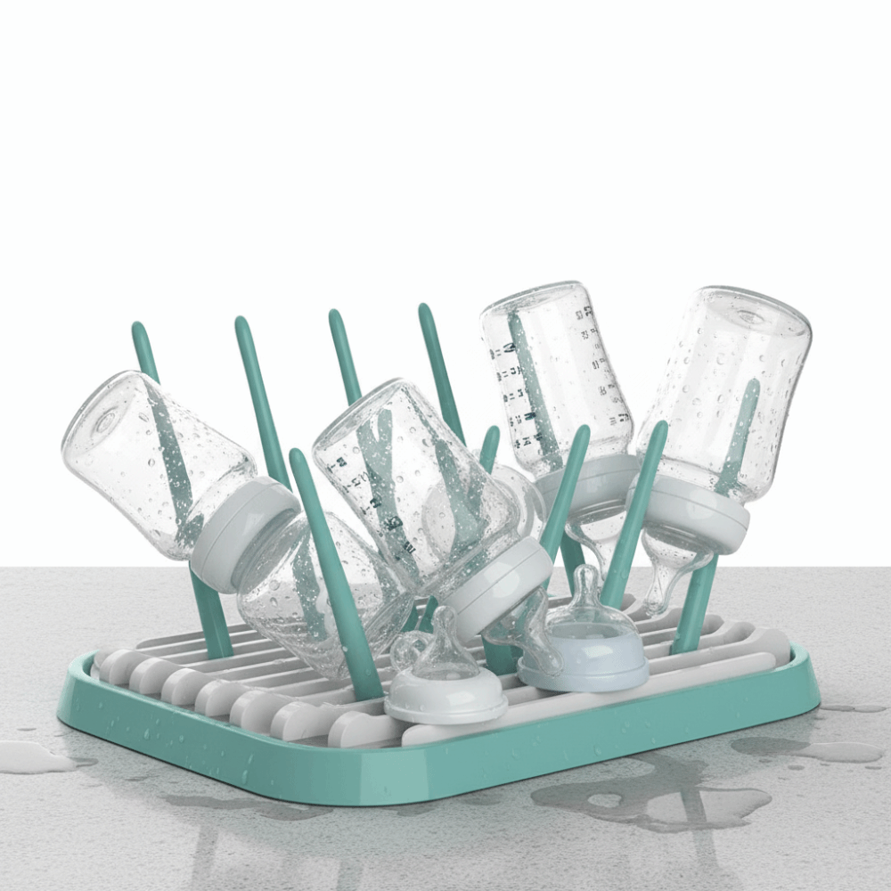 Baby Nursery Essentials - ชั้นวางขวดนมแบบพับได้ ชั้นวางขวดนมพลาสติกแข็งแรงทนทาน เครื่องอบแห้งขวดนมแบบพกพา ที่วางขวดนมแบบถอดได้ สิ่งจำเป็นสำหรับสถานรับเลี้ยงเด็ก