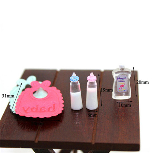 Baby Nursery Kit - ชุดของเล่นบ้านตุ๊กตาขนาด 1:12 ขวดนม แชมพู ผ้ากันเปื้อน อุปกรณ์เสริมสำหรับห้องเด็กอ่อน