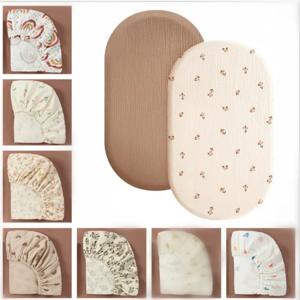 Baby Nursery Bedding - ผ้าปูที่นอนเด็กแบบระบายอากาศได้ ผ้าฝ้ายนุ่ม ชุดเครื่องนอนสำหรับเปลเด็ก ลายการ์ตูนสำหรับเด็กแรกเกิด สีพื้น