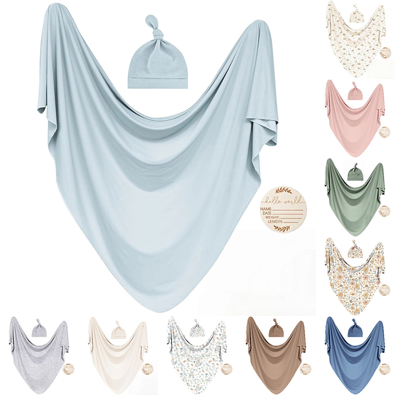 Baby Nursery Kit - ผ้าห่อตัวเด็กอ่อนพร้อมชุดหมวกเข้าชุด ผ้าห่อตัวเด็กแรกเกิดสำหรับเด็กหญิงและเด็กชาย ชุด 3 ชิ้น