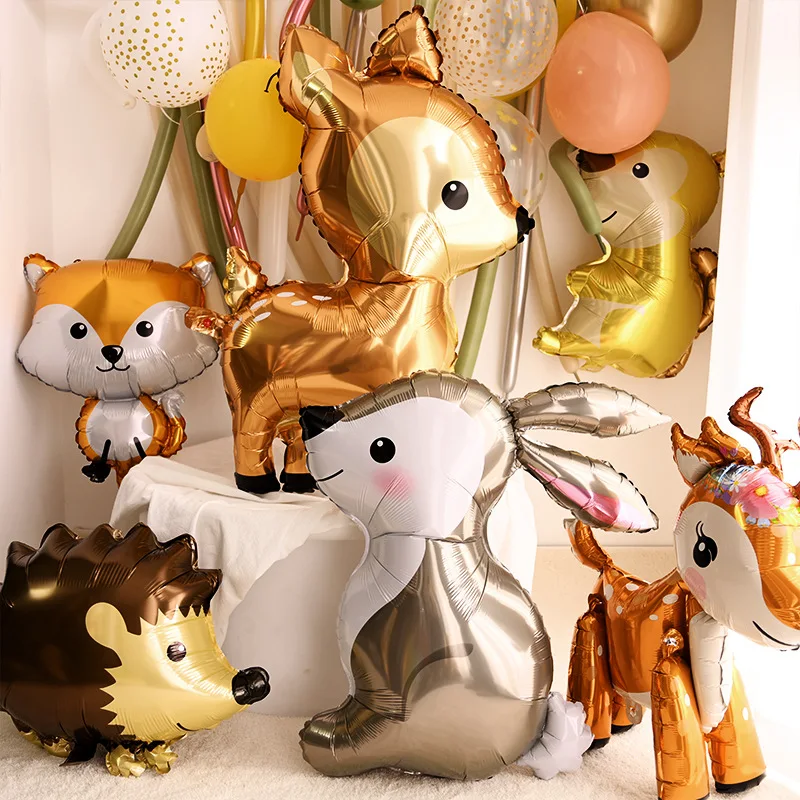 Baby Nursery Jungle Theme - Jungle Safari Theme กวางฟอยล์บอลลูนผู้ใหญ่เด็กวันเกิดตกแต่งสัตว์ Baby Shower