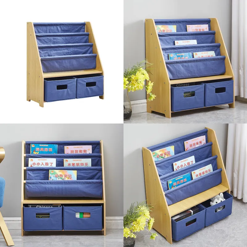 Baby Nursery Unit - ชั้นวางหนังสือผ้าใบสำหรับเด็ก ชั้นเก็บของแบบหลายชั้นสำหรับห้องเด็กอ่อน มุมอ่านหนังสือสำหรับเด็ก ชั้นวางอเนกประสงค์