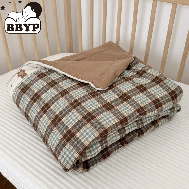 Baby Nursery Bedding - ผ้านวมผ้าลินินตารางระบายอากาศสําหรับเด็ก - เครื่องนอนเนอสเซอรี่และอนุบาลน้ําหนักเบา ผสมผ้าฝ้ายลินินเนื้อนุ่ม