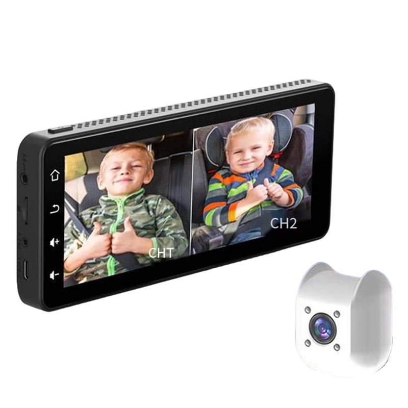Baby Monitor Split Screen - กล้องติดรถยนต์สำหรับเด็ก 2 คน รองรับเบาะนิรภัยในรถยนต์ หน้าจอแยก 6.86