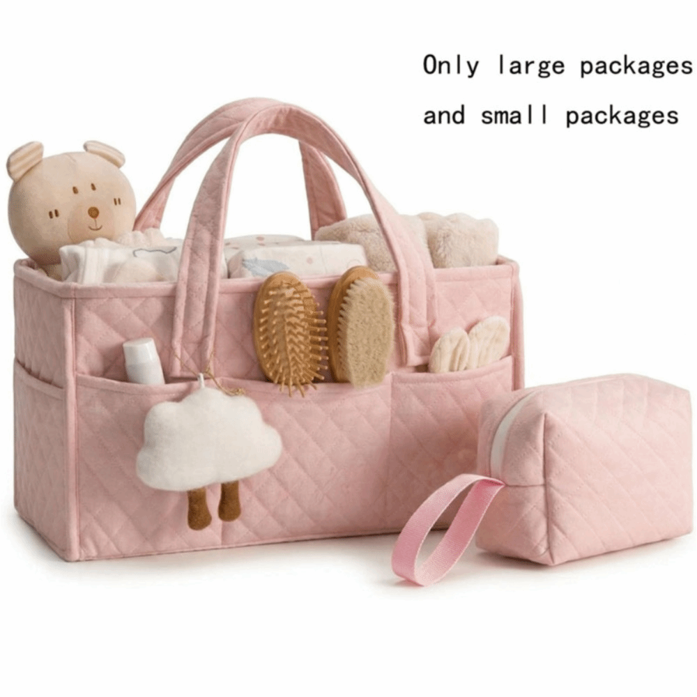 Baby Nursery Essentials - กระเป๋าจัดเก็บผ้าอ้อมเด็กขนาดใหญ่พร้อมช่องเก็บของแบบพกพา ตะกร้าเก็บของสำหรับเด็กแรกเกิด กระเป๋าเก็บผ้าอ้อมเด็ก