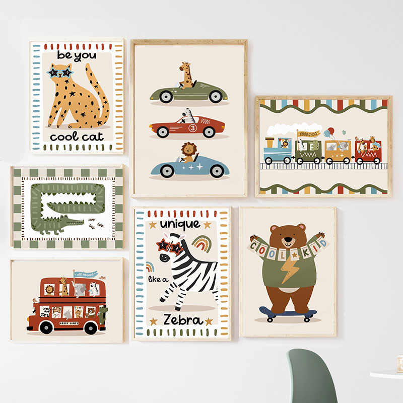 ภาพวาดการ์ตูนสัตว์ตลกๆ สำหรับต - Baby Nursery Posters บทวิจารณ์และราคา