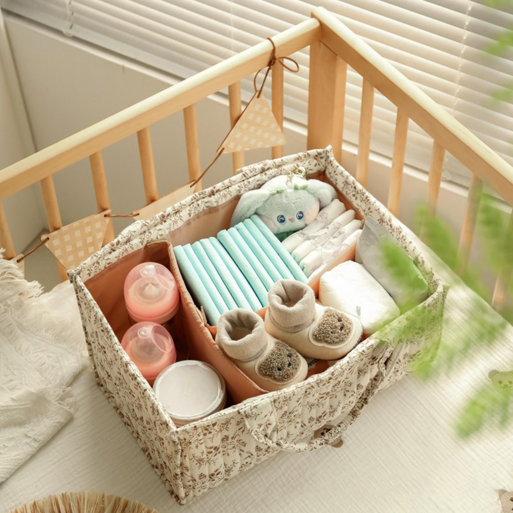 ตะกร้าเก็บของลายดอกไม้พร้อมตัว - Baby Nursery Essentials บทวิจารณ์และราคา