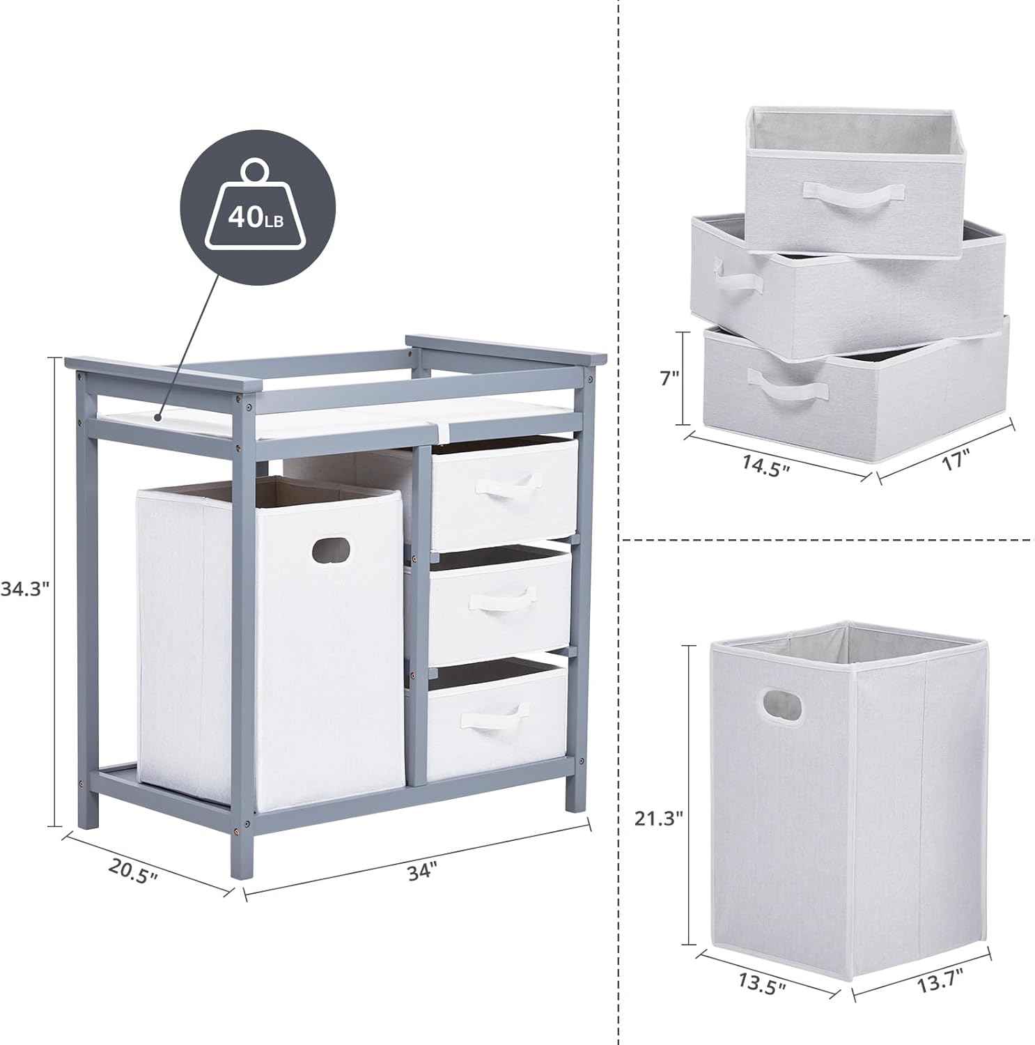 โต๊ะเปลี่ยนผ้าอ้อมเด็กพร้อมแผ่ - Baby Nursery Unit บทวิจารณ์และราคา