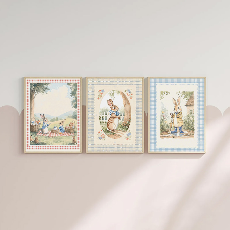 Vintage Bohoลายสก๊อตสีฟ้ากระต่ - Baby Nursery Vintage บทวิจารณ์และราคา