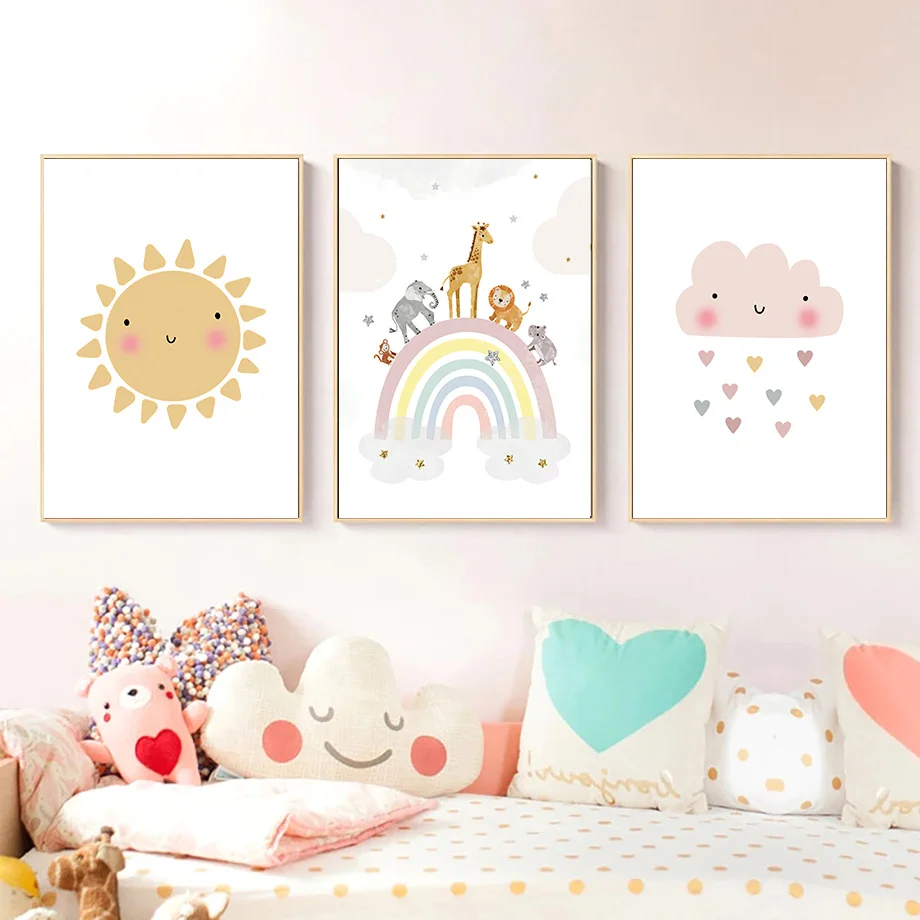 ยีราฟ ช้าง บอลลูนลมร้อน ดวงอาท - Baby Nursery Prints บทวิจารณ์และราคา