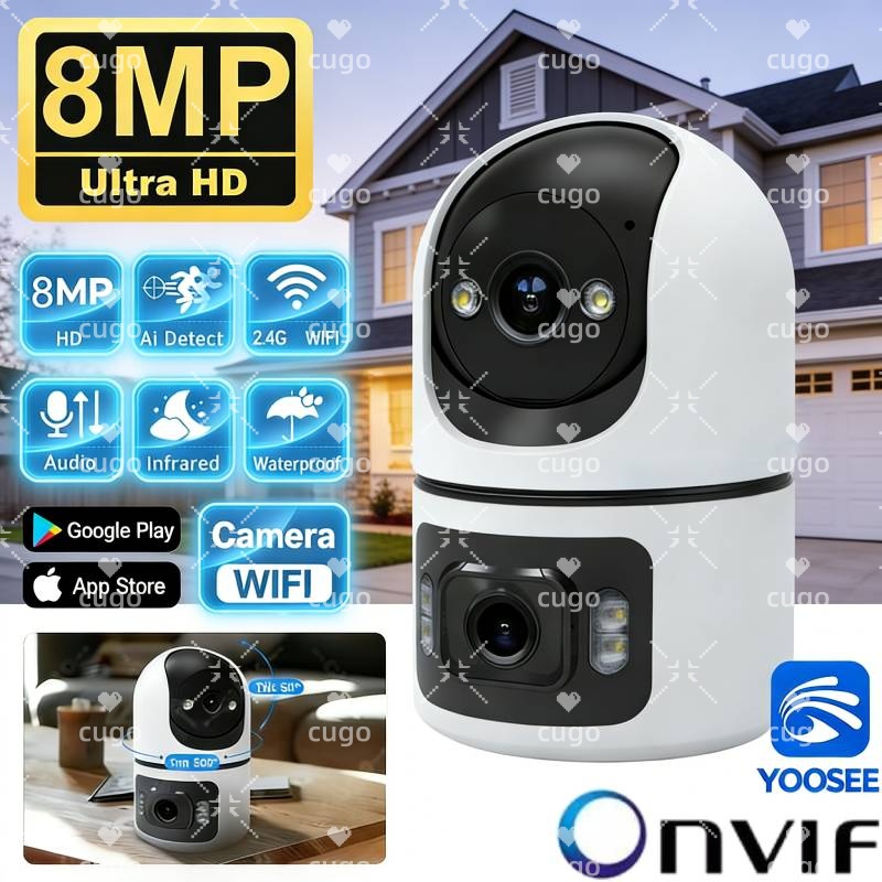 8MP WiFi IP กล้องเลนส์คู่เบบี้ - Baby Monitor Split Screen บทวิจารณ์และราคา