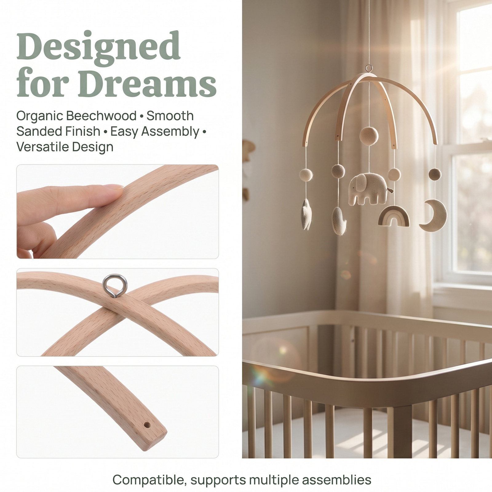 โครงไม้ไผ่สำหรับแขวนโมบายเด็ก  - Baby Nursery Hangers บทวิจารณ์และราคา