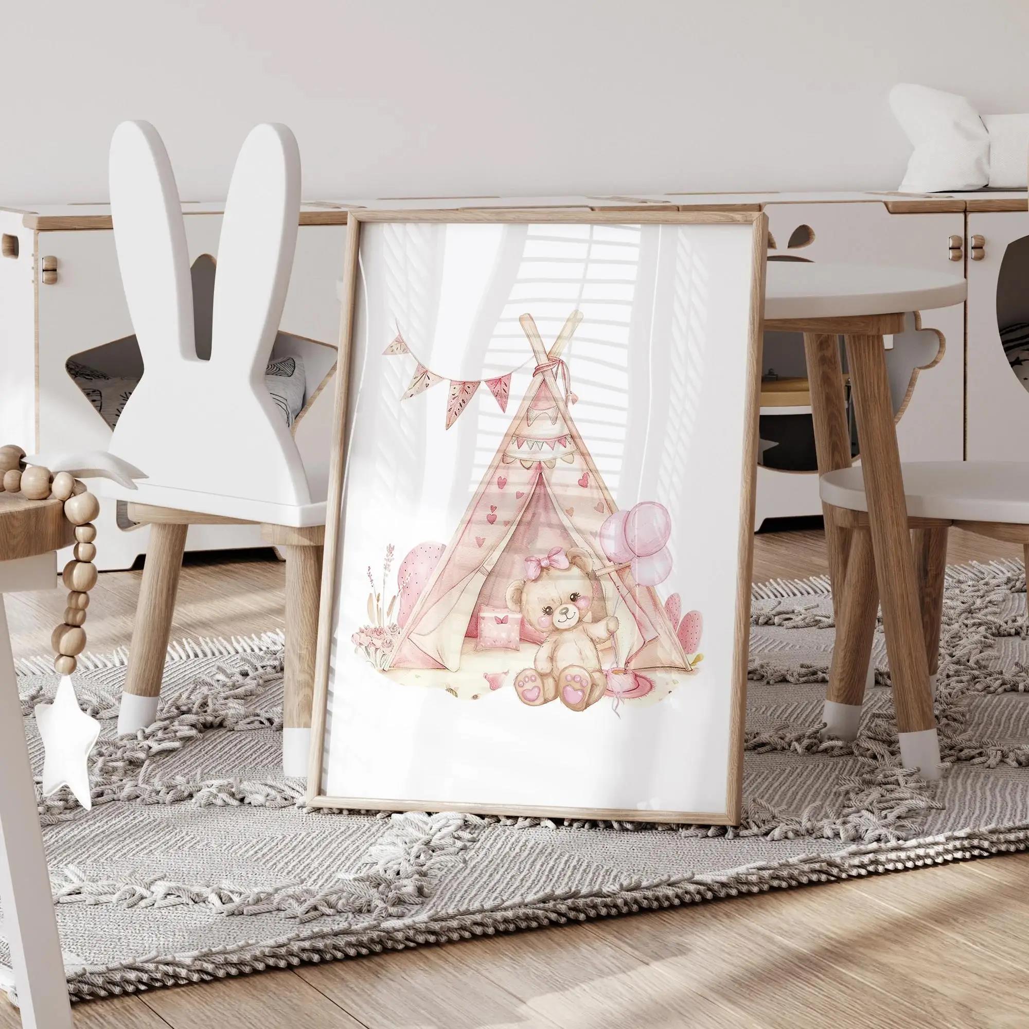 สีชมพู Dream Bear Carousel เต็ - Baby Nursery Prints บทวิจารณ์และราคา