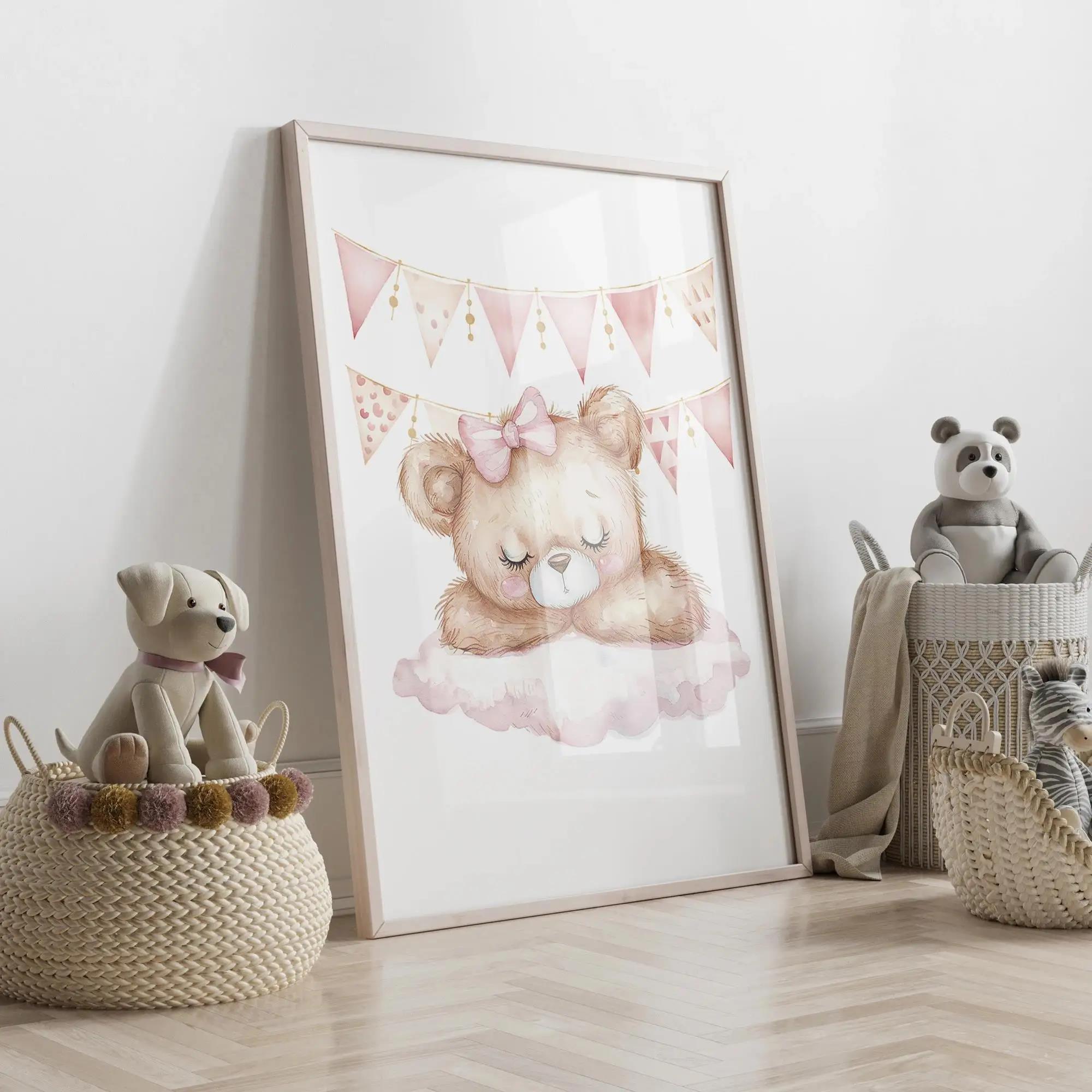 สีชมพู Dream Bear Carousel เต็ - Baby Nursery Prints บทวิจารณ์และราคา
