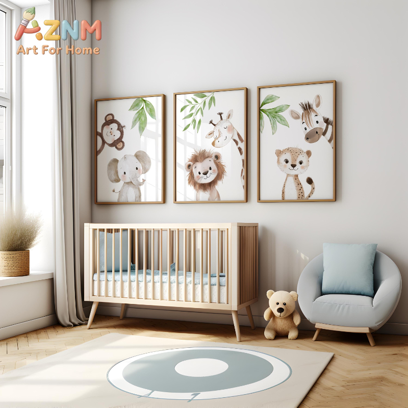 1 ชิ้น/3 ชิ้น ภาพพิมพ์สัตว์ซาฟ - Baby Nursery Jungle Theme บทวิจารณ์และราคา