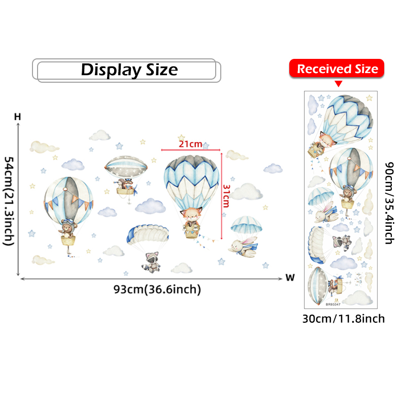การ์ตูนสัตว์น่ารัก Hot Air บอล - Baby Nursery Stickers บทวิจารณ์และราคา