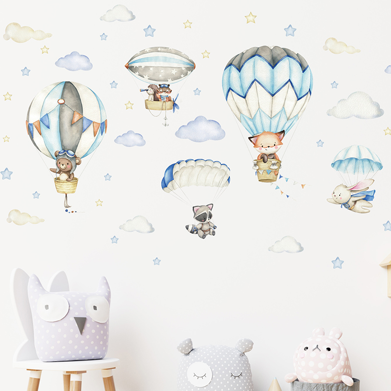การ์ตูนสัตว์น่ารัก Hot Air บอล - Baby Nursery Stickers บทวิจารณ์และราคา