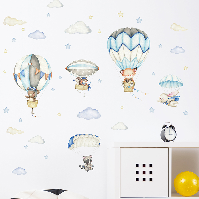 การ์ตูนสัตว์น่ารัก Hot Air บอล - Baby Nursery Stickers บทวิจารณ์และราคา