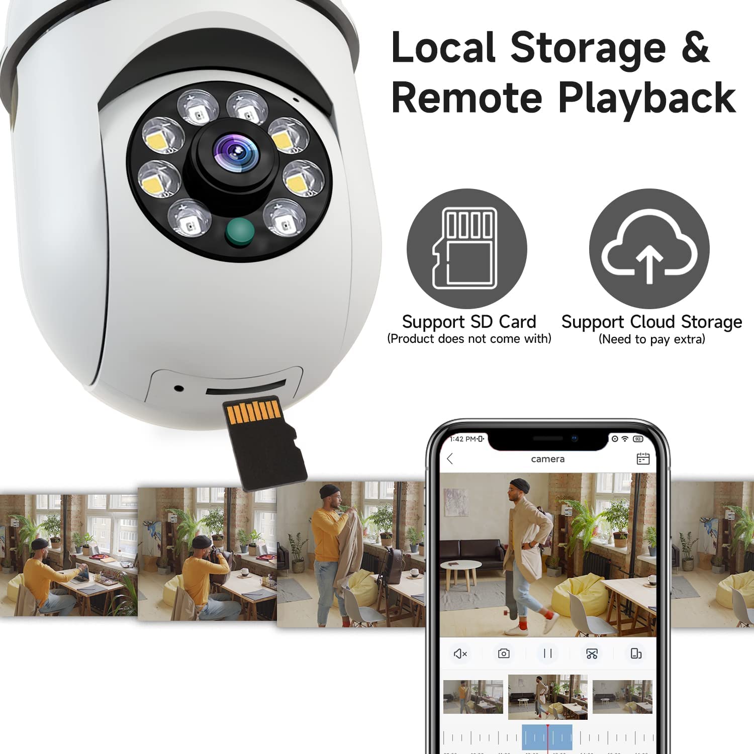 กล้องวงจรปิดหลอดไฟ 8MP E27 แบบ - Baby Monitor Split Screen บทวิจารณ์และราคา