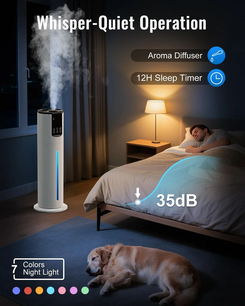 เครื่องทำความชื้นอัลตราโซนิกแบ - Humidifier Nursery Quiet บทวิจารณ์และราคา