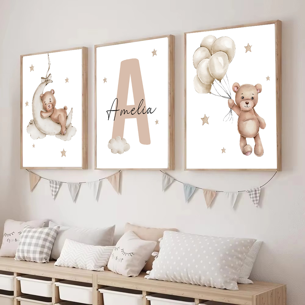 ภาพพิมพ์บนผ้าใบลายการ์ตูนหมี ช - Baby Nursery Kit บทวิจารณ์และราคา