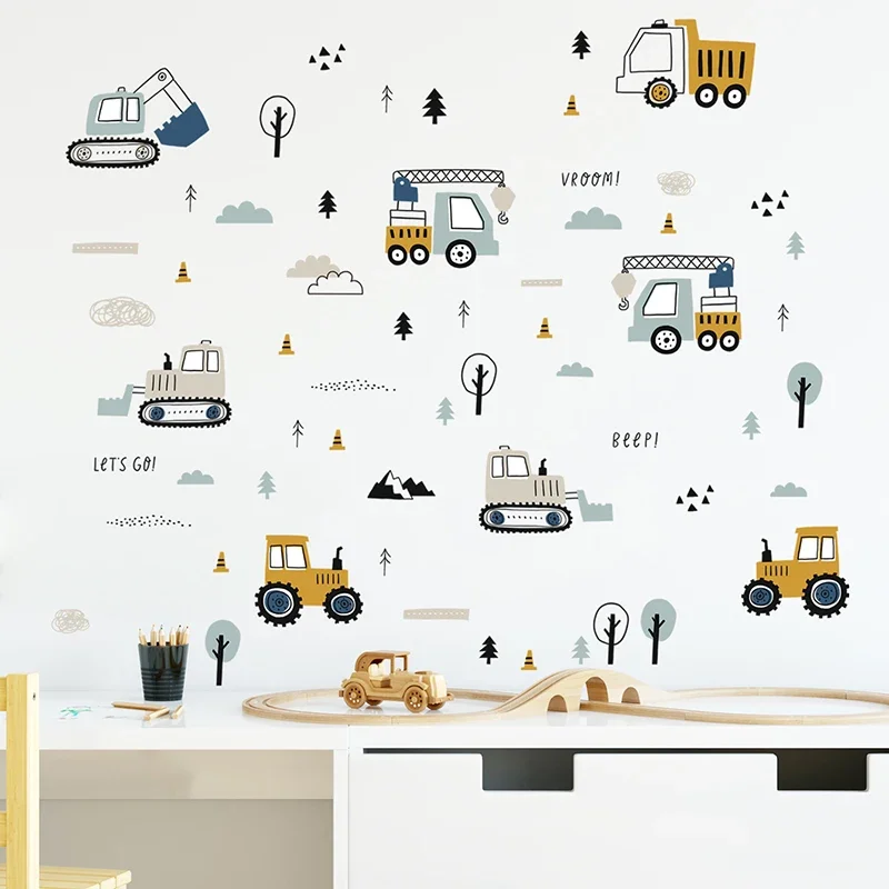 วาดด้วยมือน่ารักรถยนต์ Cargo ร - Baby Nursery Stickers บทวิจารณ์และราคา