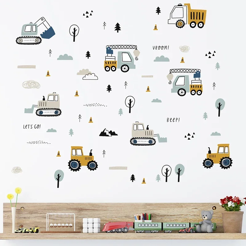 วาดด้วยมือน่ารักรถยนต์ Cargo ร - Baby Nursery Stickers บทวิจารณ์และราคา