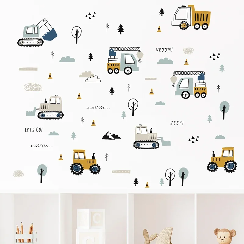 วาดด้วยมือน่ารักรถยนต์ Cargo ร - Baby Nursery Stickers บทวิจารณ์และราคา