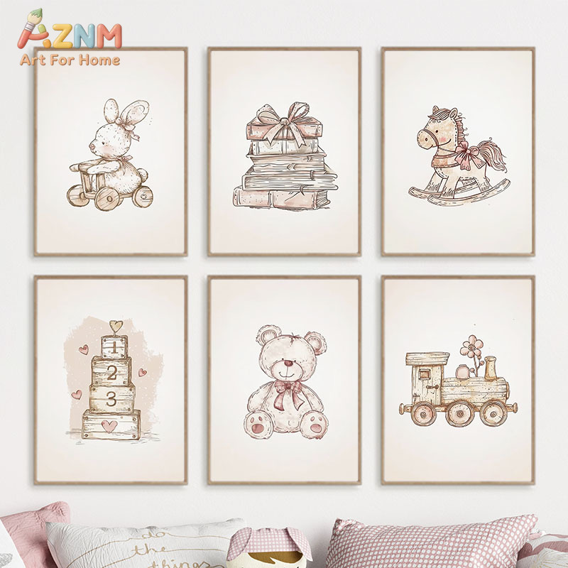 AZNM ของตกแต่งผนังผ้าแคนวาสลาย - Baby Nursery Vintage บทวิจารณ์และราคา
