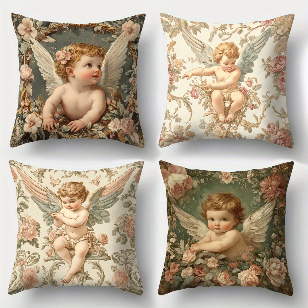 ปลอกหมอนลายดอกไม้พิมพ์ลายเทวดา - Baby Nursery Vintage บทวิจารณ์และราคา