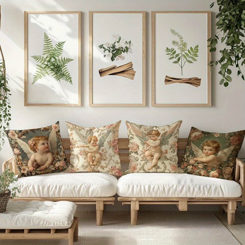 ปลอกหมอนลายดอกไม้พิมพ์ลายเทวดา - Baby Nursery Vintage บทวิจารณ์และราคา