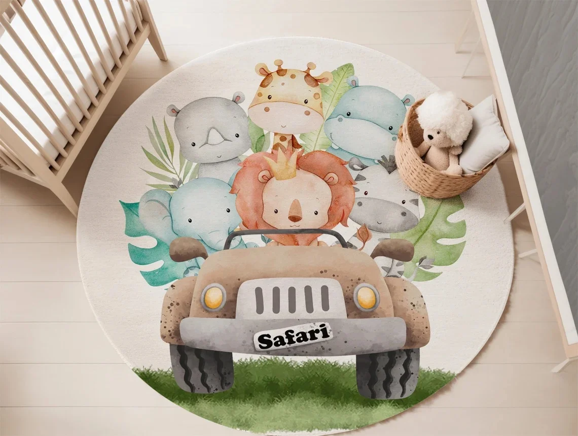 พรมลายสัตว์ป่าสำหรับตกแต่งห้อง - Baby Nursery Carpet บทวิจารณ์และราคา