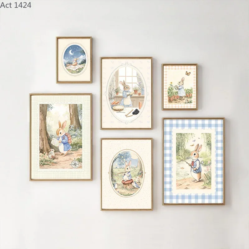 โปสเตอร์ศิลปะลายกระต่ายสีน้ำเง - Baby Nursery Vintage บทวิจารณ์และราคา