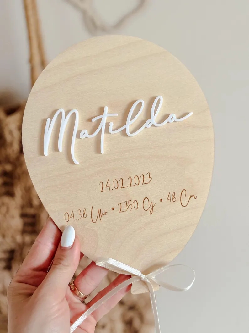 ป้ายบอลลูนชื่อเด็กแบบสั่งทำพิเ - Baby Nursery Keepsake บทวิจารณ์และราคา