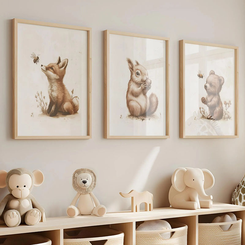 หมี กระต่าย สุนัขจิ้งจอก กวางก - Baby Nursery Prints บทวิจารณ์และราคา