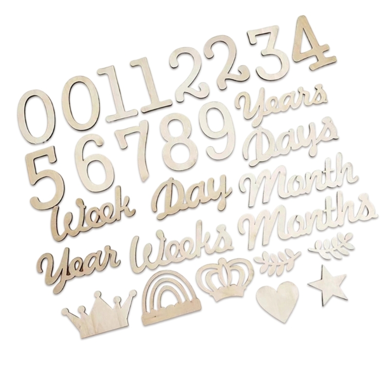 ไม้ Milestones หมายเลขและ Word - Baby Nursery Keepsake บทวิจารณ์และราคา