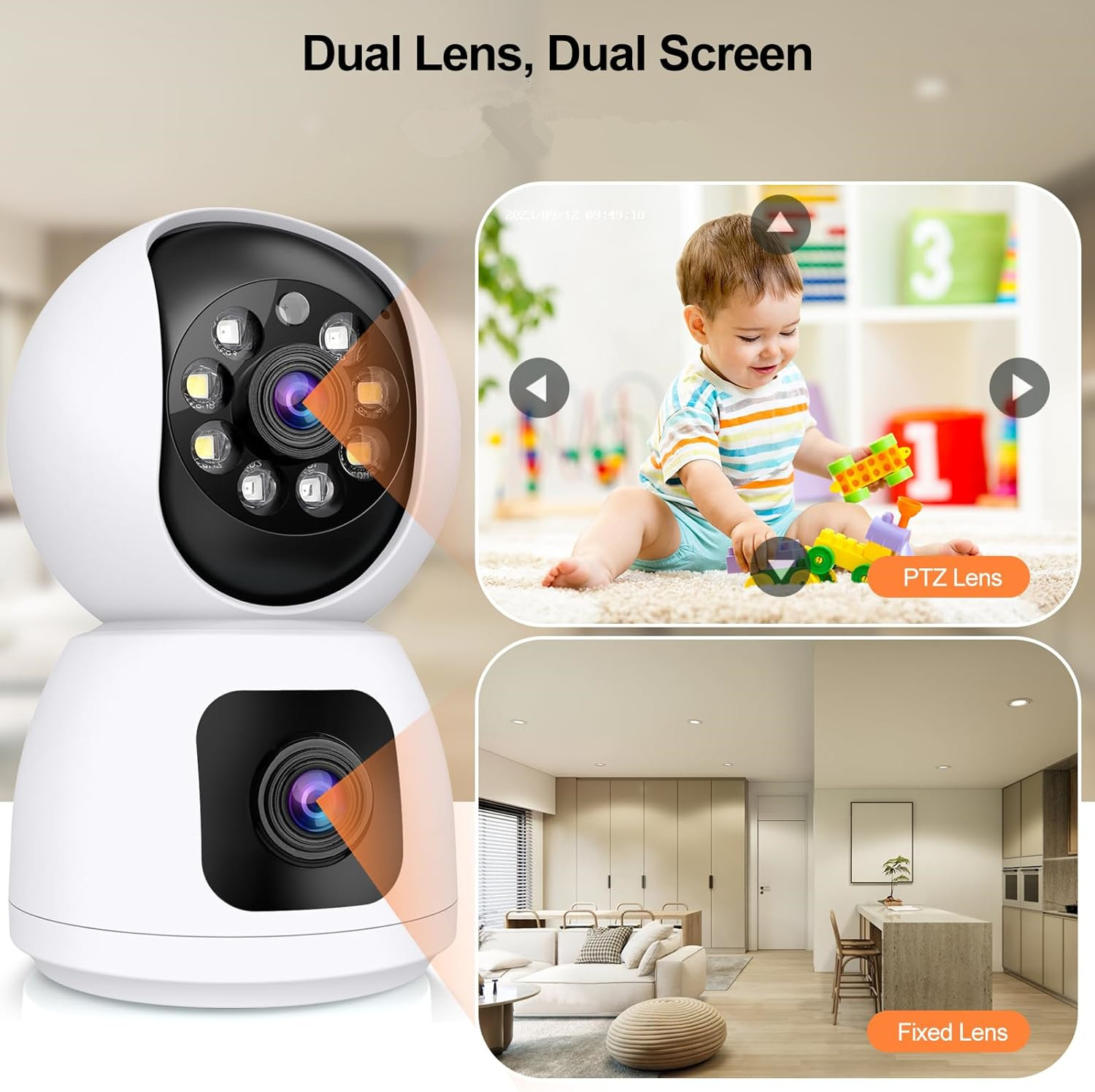 กล้องไอพี ไวไฟ 8MP เลนส์คู่ กล - Baby Monitor Split Screen บทวิจารณ์และราคา