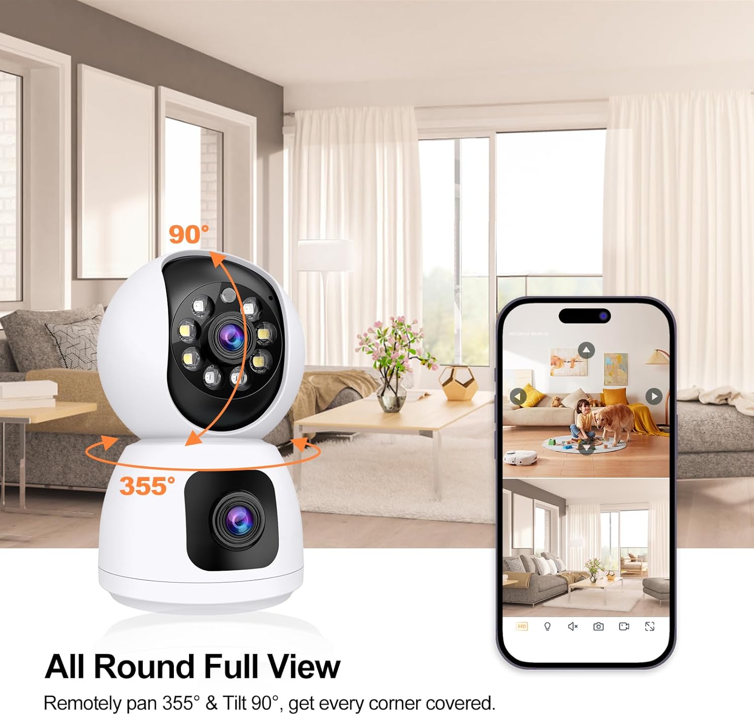 กล้องไอพี ไวไฟ 8MP เลนส์คู่ กล - Baby Monitor Split Screen บทวิจารณ์และราคา