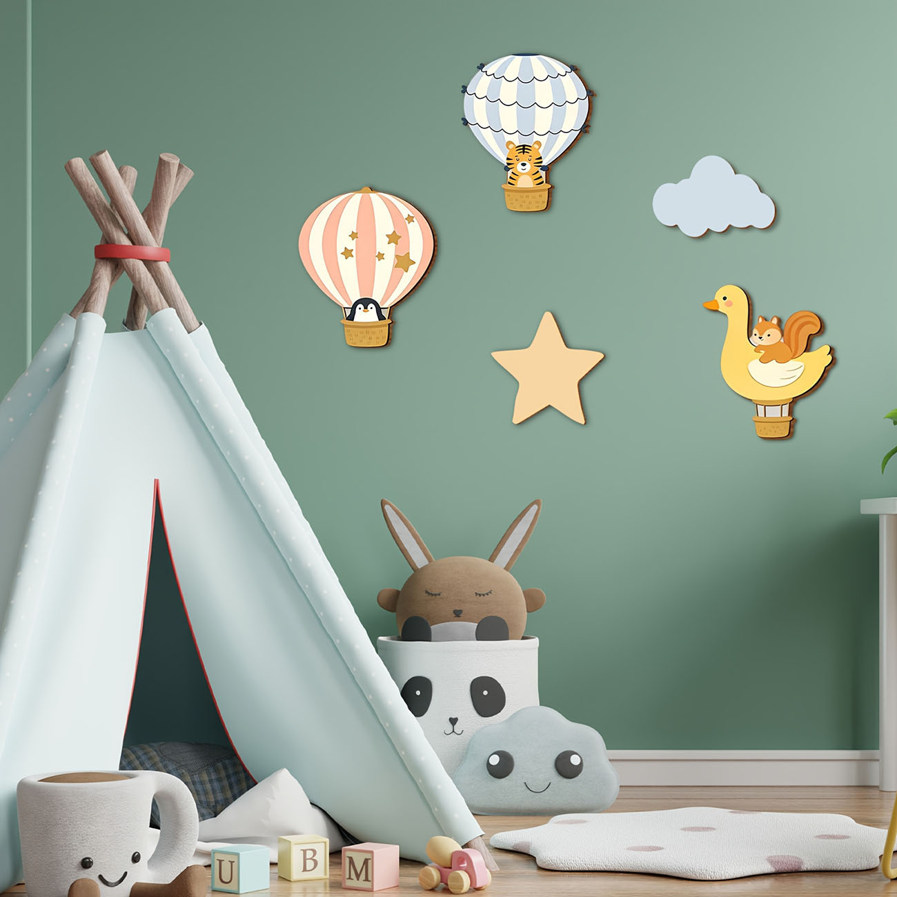 สติ๊กเกอร์ติดผนังไม้รูปบอลลูนล - Baby Nursery Stickers บทวิจารณ์และราคา